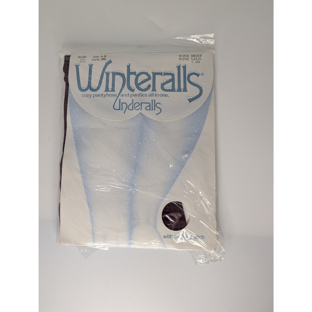Vintage Underalls Winteralls Pantyhose Wine Red Size AB Style 380 Hanes 1979 NEW